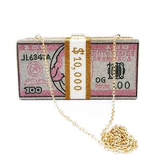 Pink cash bag Purse with chain